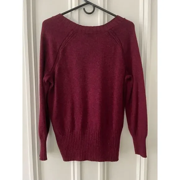 Old Navy maroon and black heather v-neck sweater S - Picture 3 of 4